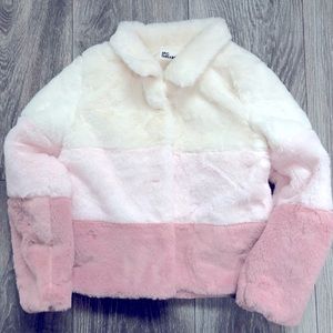 Epic Treads Little Girl Color block Coney faux fur Jacket